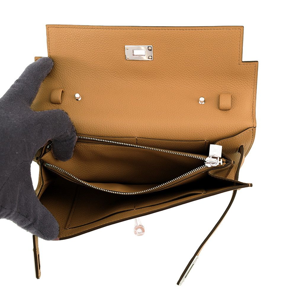 Hermes Kelly Wallet Long to Go Sesame Silver Evercolor — view 5