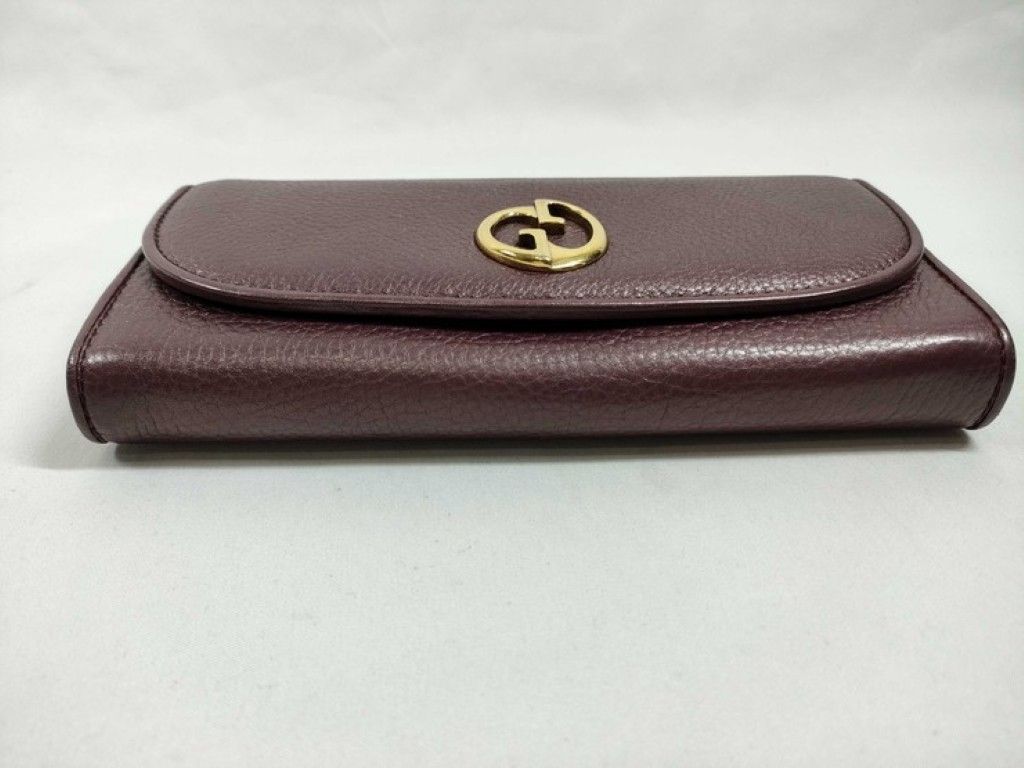 Gucci Wallet Double G Continental Bordeaux Leather Bifold Gold — view 4