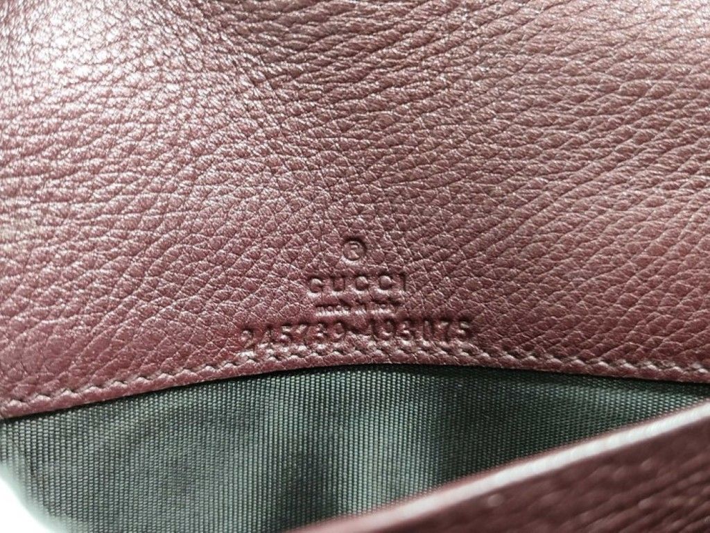 Gucci Wallet Double G Continental Bordeaux Leather Bifold Gold — view 8