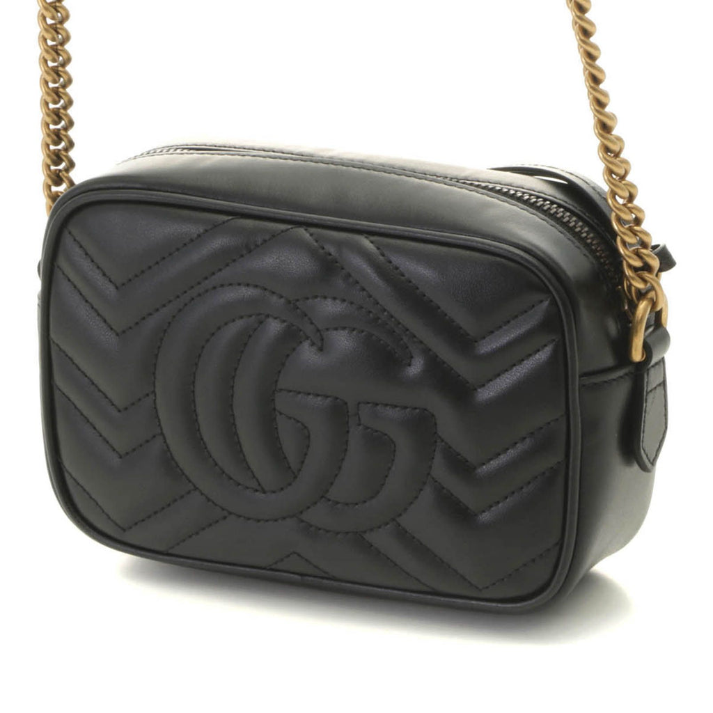 Gucci GG Marmont Quilted Shoulder Bag Leather Black — view 2