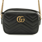 Gucci GG Marmont Quilted Shoulder Bag Leather Black