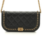 Chanel Chain Shoulder Bag Caviar Leather Black