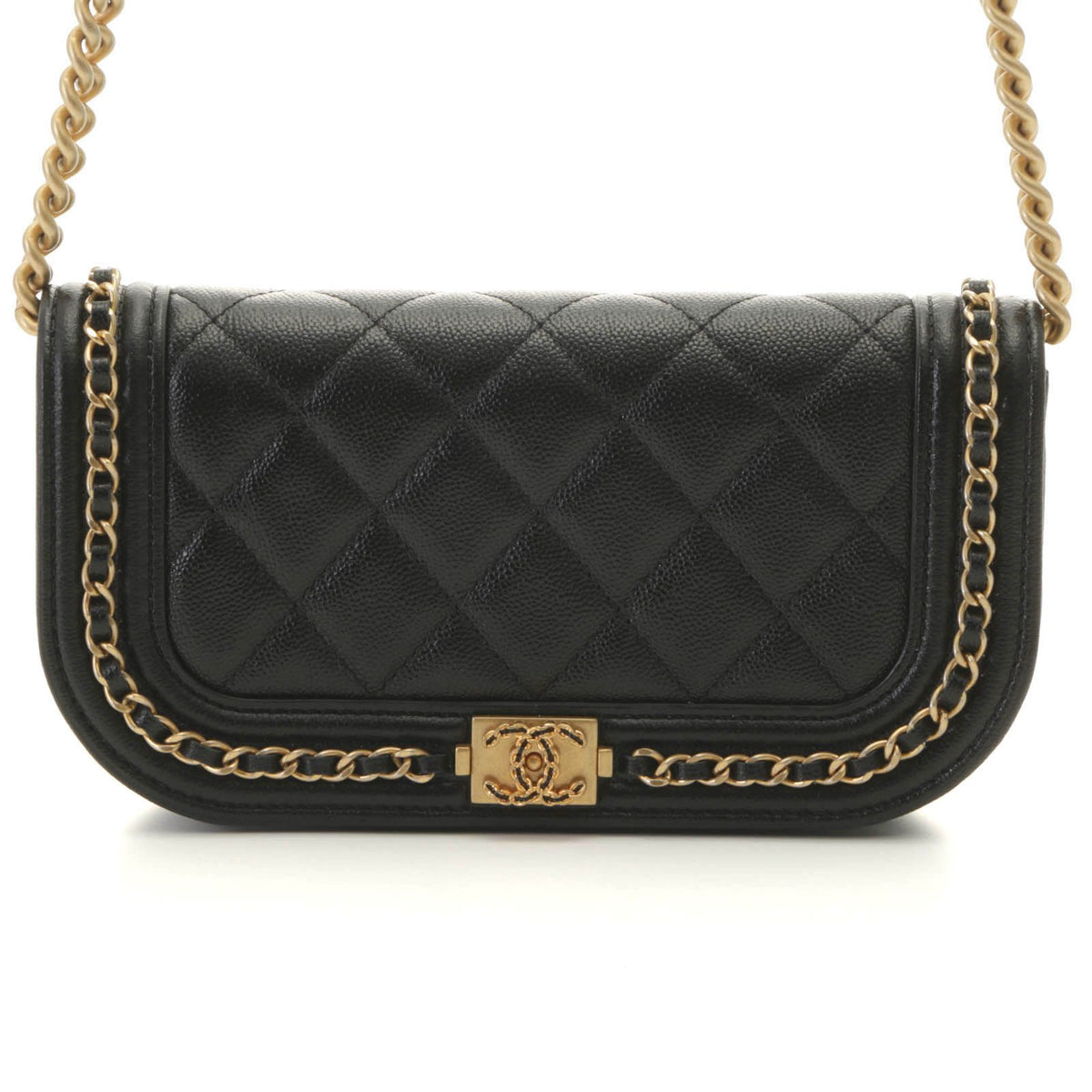 Chanel Chain Shoulder Bag Caviar Leather Black