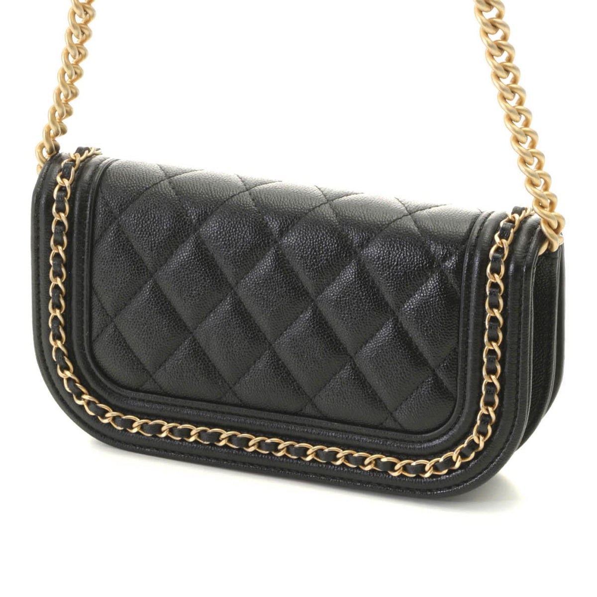 Chanel Chain Shoulder Bag Caviar Leather Black — view 2