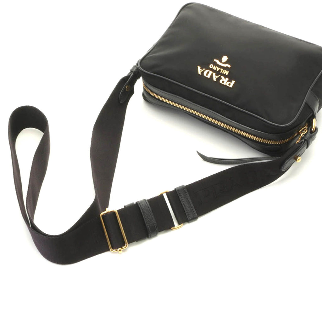 Prada Small Pouch Shoulder Bag Nylon Leather Black — view 4