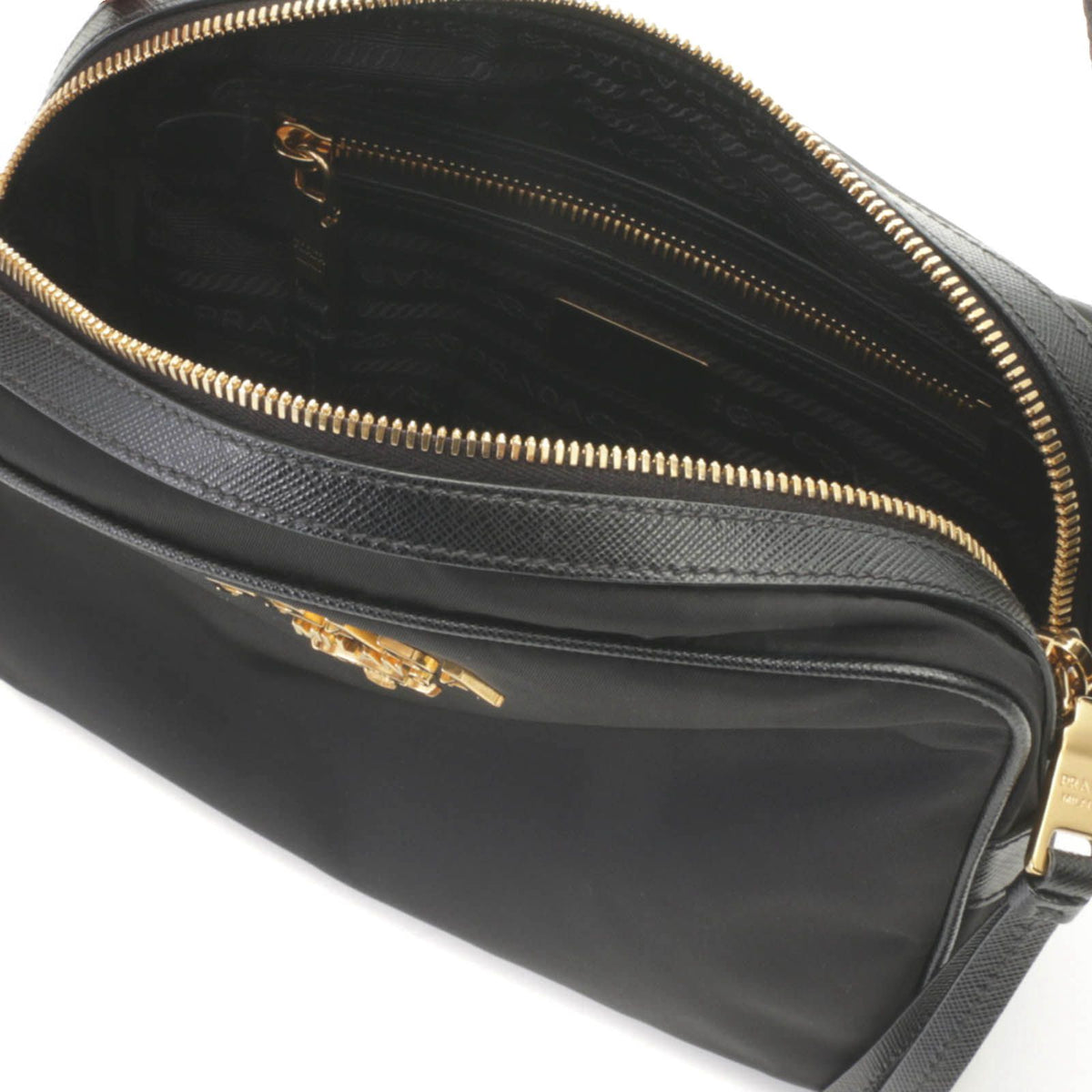 Prada Small Pouch Shoulder Bag Nylon Leather Black — view 7