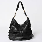 Saint Laurent Tropez Leather Bag Handbag Black Silver — view 2