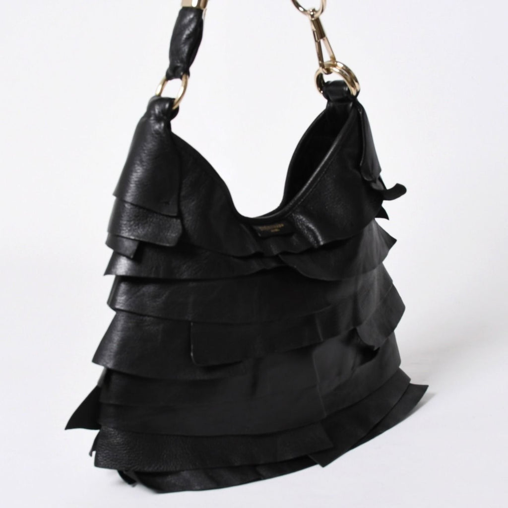 Saint Laurent Tropez Leather Bag Handbag Black Silver — view 3