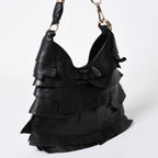 Saint Laurent Tropez Leather Bag Handbag Black Silver — view 3