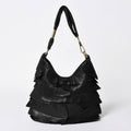 Saint Laurent Tropez Leather Bag Handbag Black Silver