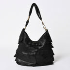 Saint Laurent Tropez Leather Bag Handbag Black Silver