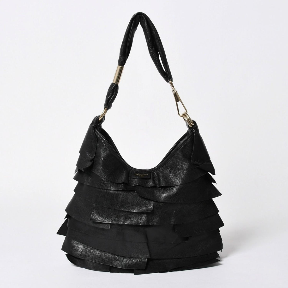 Saint Laurent Tropez Leather Bag Handbag Black Silver