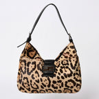 Fendi Mamma Bucket Bag Leopard Calf Hair Leather Brown Silver