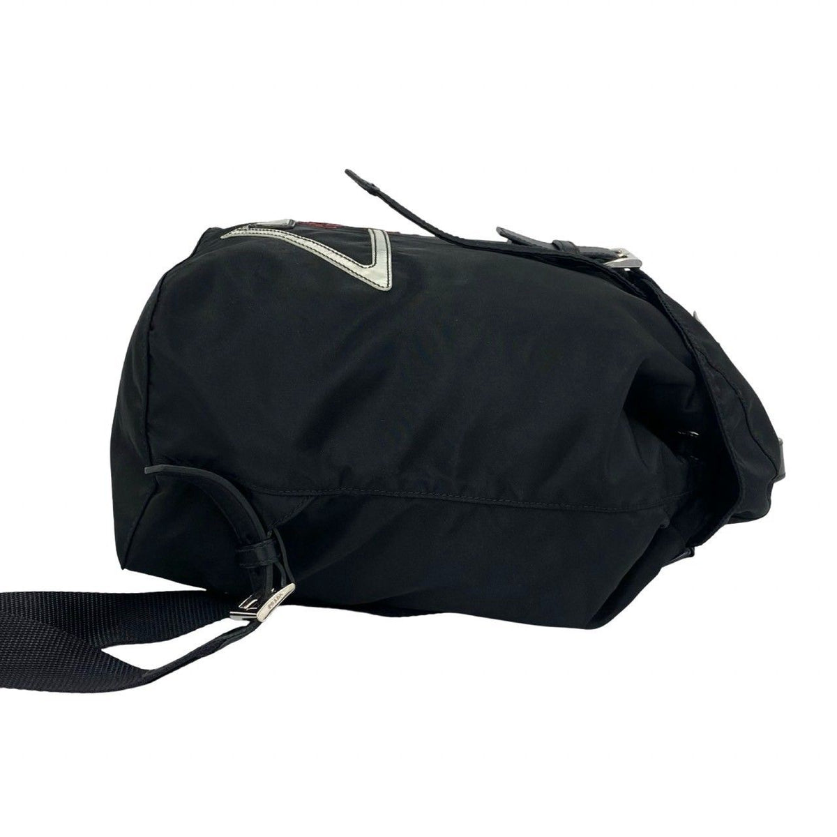 Prada Triangle Logo Tessuto Pocono Nylon Leather Backpack Black — view 6