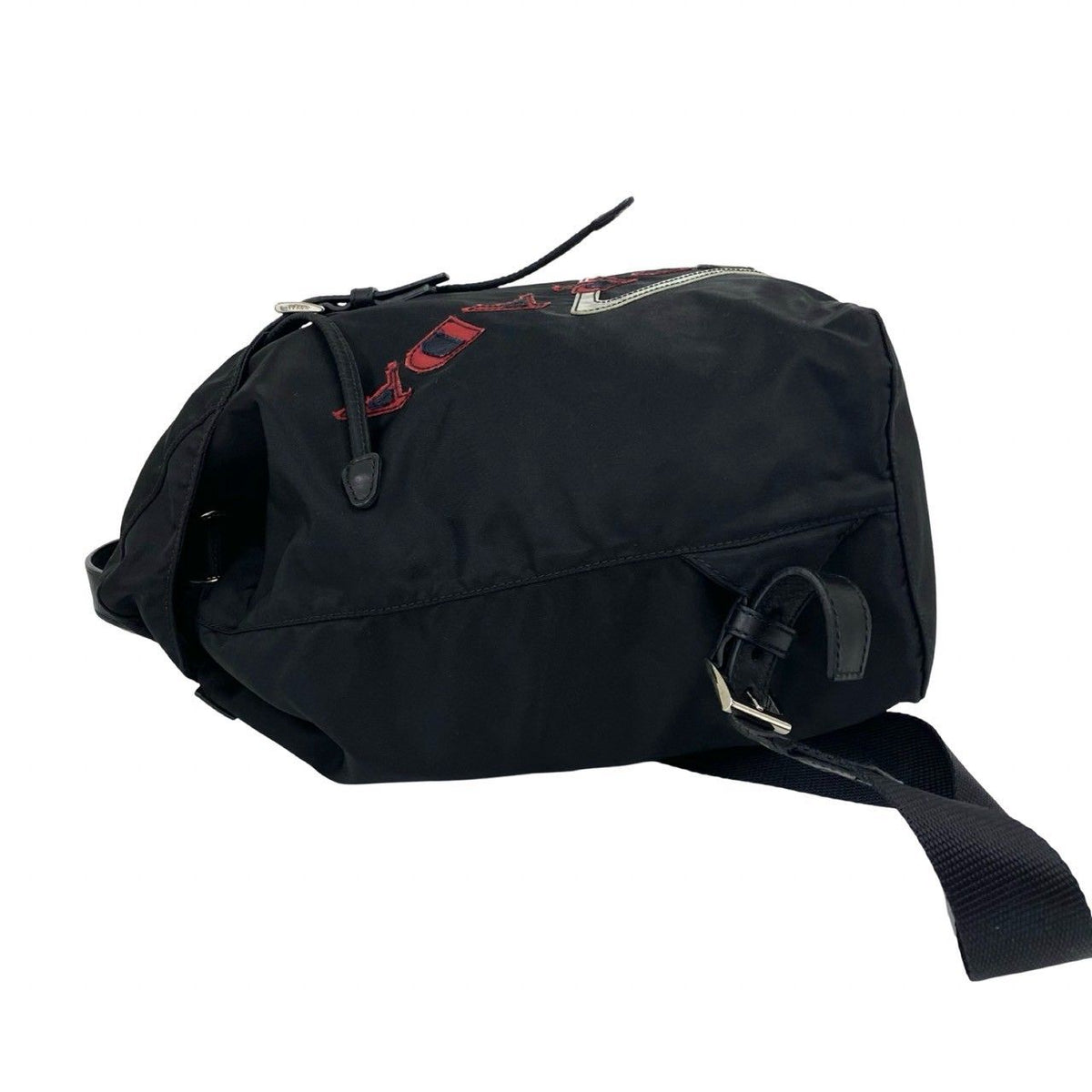 Prada Triangle Logo Tessuto Pocono Nylon Leather Backpack Black — view 5