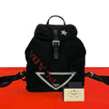 Prada Triangle Logo Tessuto Pocono Nylon Leather Backpack Black