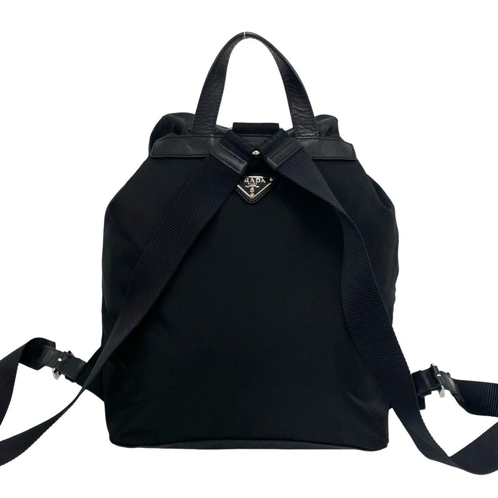Prada Triangle Logo Tessuto Pocono Nylon Leather Backpack Black — view 3