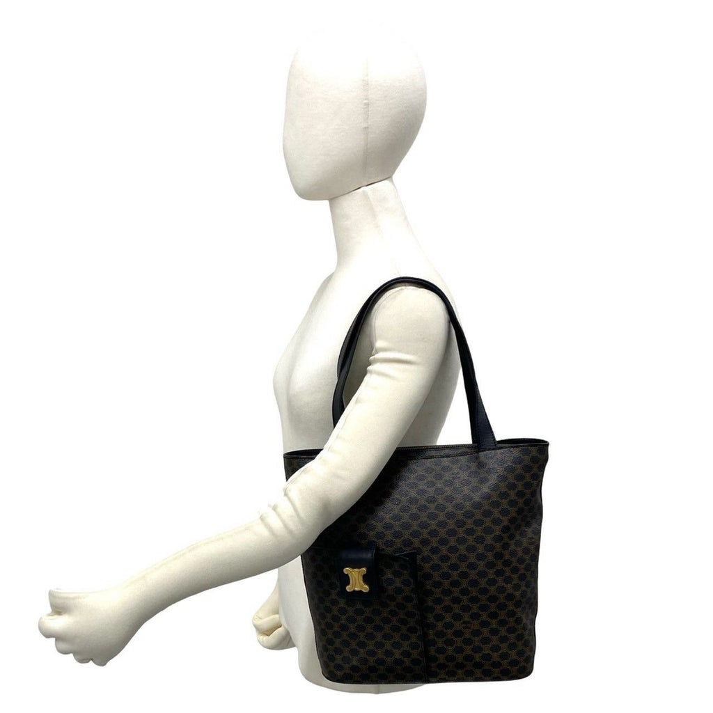 Celine Macadam Blason Triomphe Pattern Logo Leather Tote Black — view 2