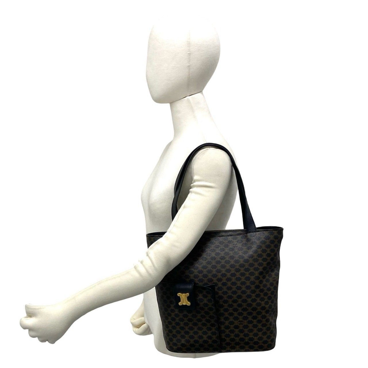 Celine Macadam Blason Triomphe Pattern Logo Leather Tote Black — view 2