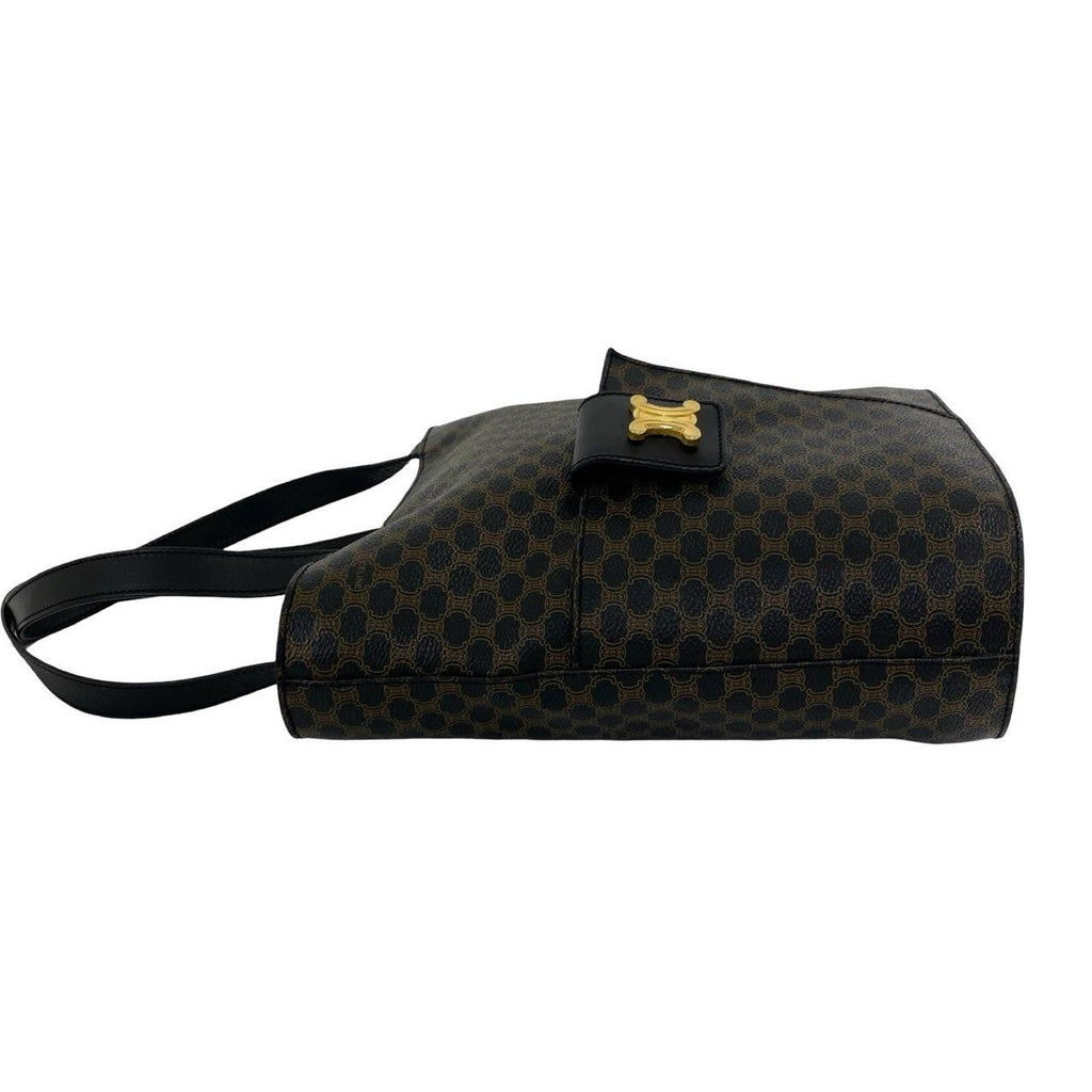 Celine Macadam Blason Triomphe Pattern Logo Leather Tote Black — view 5
