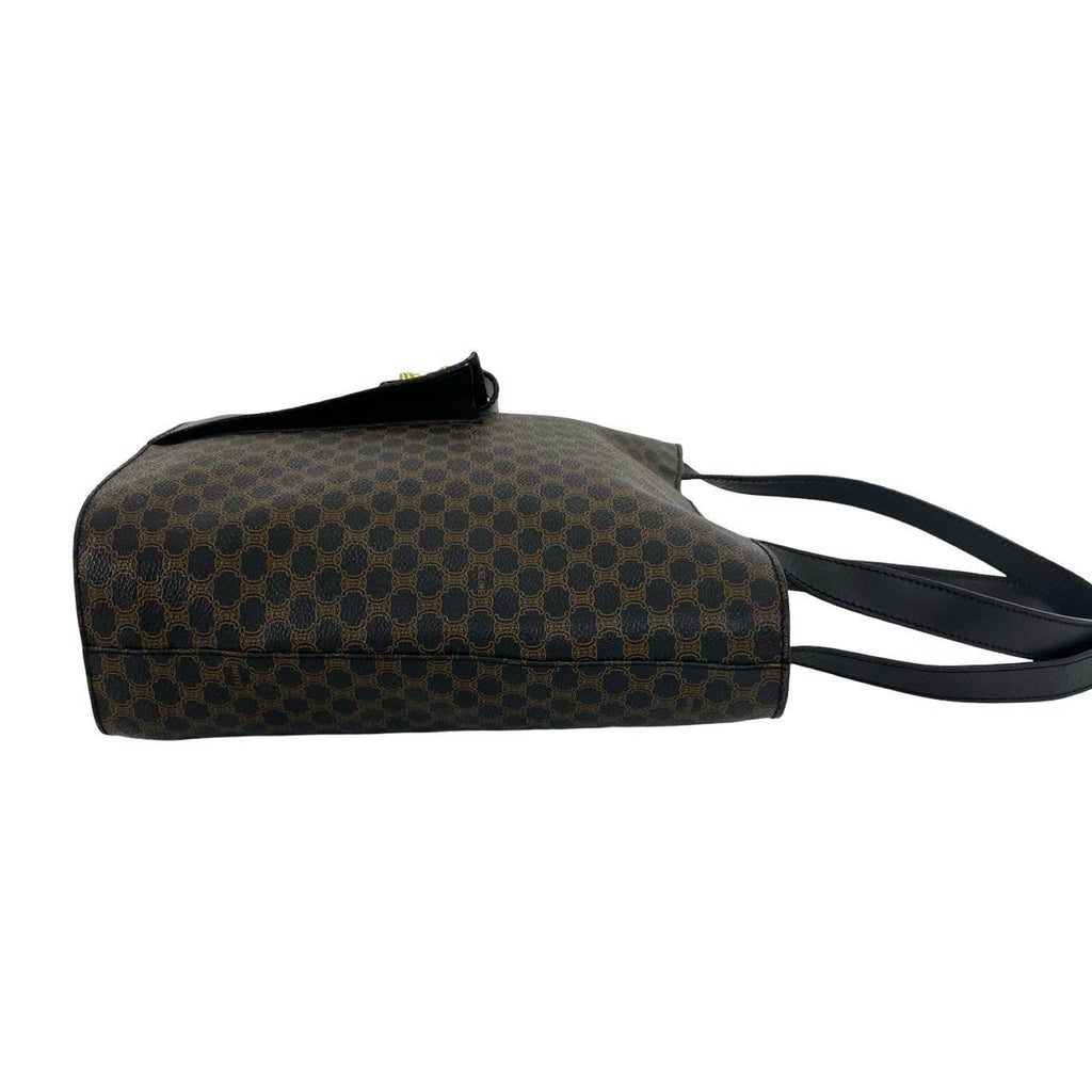Celine Macadam Blason Triomphe Pattern Logo Leather Tote Black — view 6