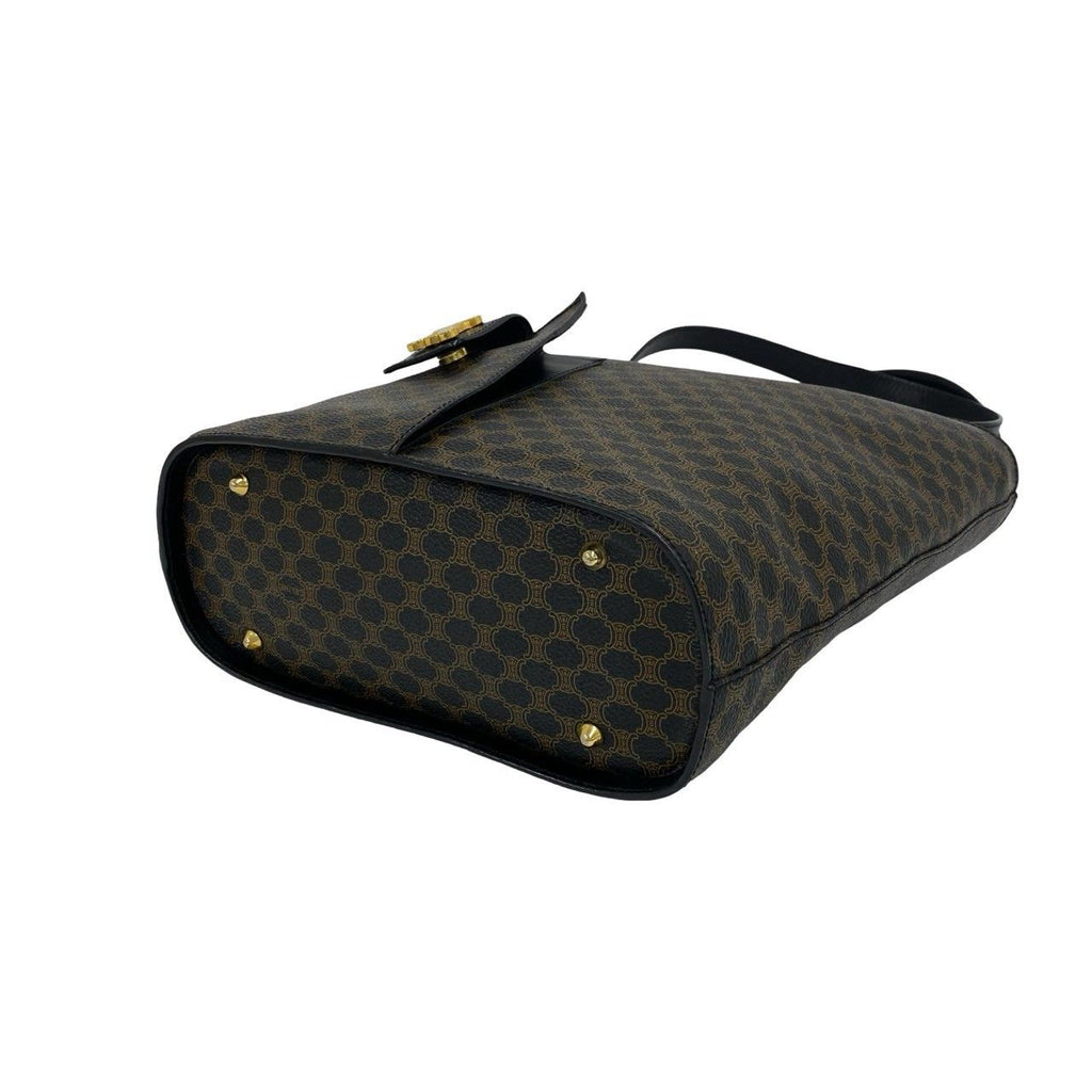 Celine Macadam Blason Triomphe Pattern Logo Leather Tote Black — view 8