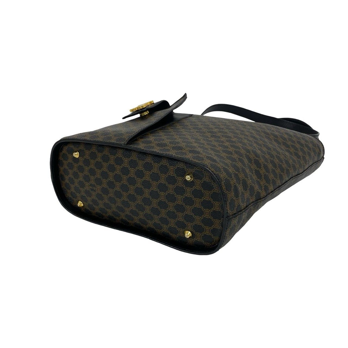 Celine Macadam Blason Triomphe Pattern Logo Leather Tote Black — view 8
