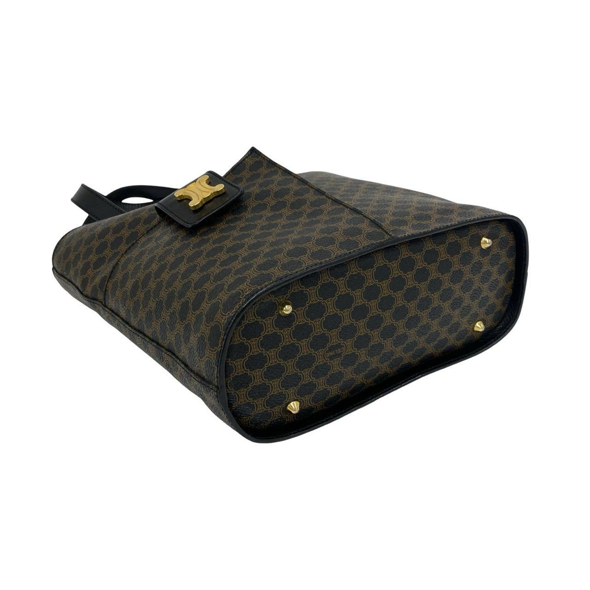 Celine Macadam Blason Triomphe Pattern Logo Leather Tote Black — view 7