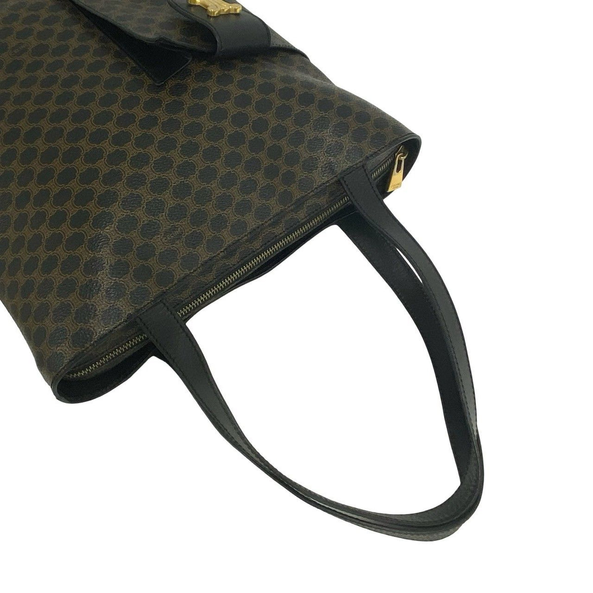 Celine Macadam Blason Triomphe Pattern Logo Leather Tote Black — view 4