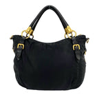 Prada Logo Tessuto Nylon Leather 2-Way Shoulder Bag Tote Black — view 3
