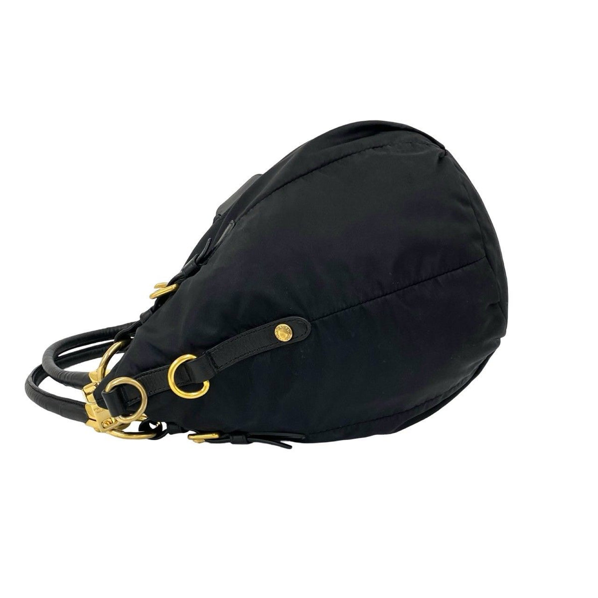 Prada Logo Tessuto Nylon Leather 2-Way Shoulder Bag Tote Black — view 5