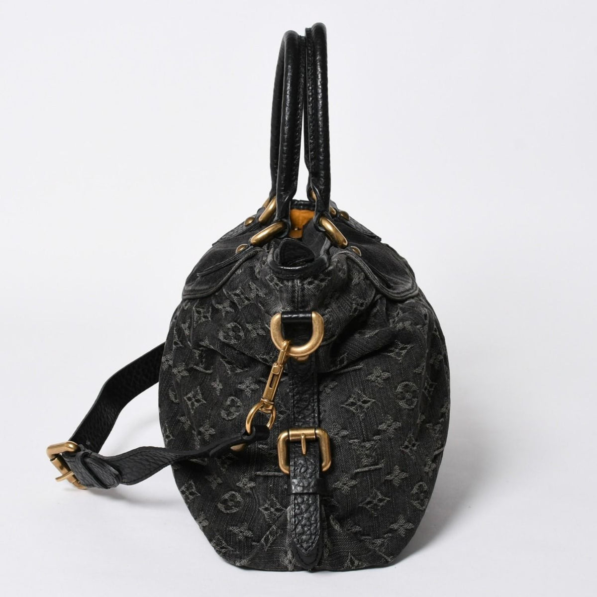 Louis Vuitton Neo Cabby MM 2-Way Bag Monogram Denim Black Gold — view 4