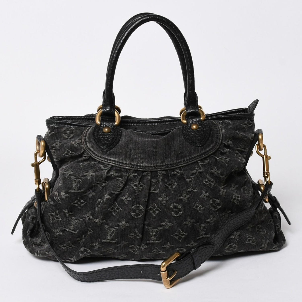 Louis Vuitton Neo Cabby MM 2-Way Bag Monogram Denim Black Gold