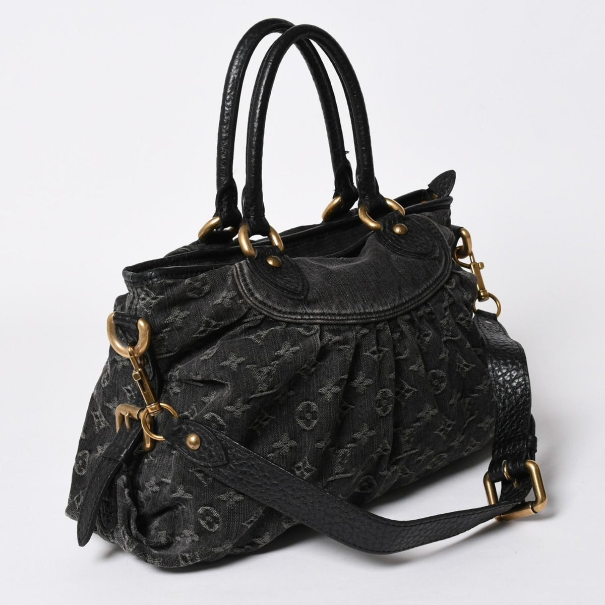 Louis Vuitton Neo Cabby MM 2-Way Bag Monogram Denim Black Gold — view 3