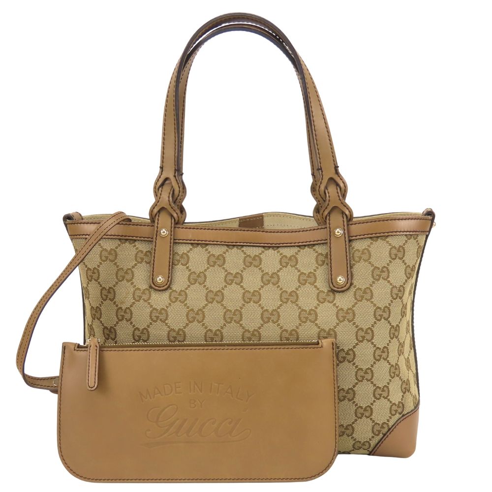 Gucci Tote GG Canvas Leather Brown