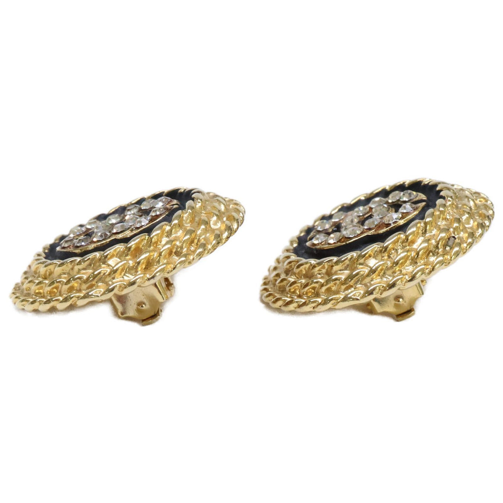 Chanel CC Logo Rhinestone Earrings — view 4