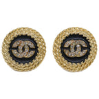 Chanel CC Logo Rhinestone Earrings