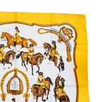 Hermes Carre 90 Reprise Ledoux Yellow Silk 100% Large Scarf — view 4