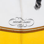 Hermes Carre 90 Reprise Ledoux Yellow Silk 100% Large Scarf — view 7