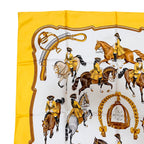 Hermes Carre 90 Reprise Ledoux Yellow Silk 100% Large Scarf — view 5