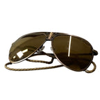 Bottega Veneta Benneta BV 61 S Vintage Wash Aviator Sunglasses Gold Intrecciato — view 6