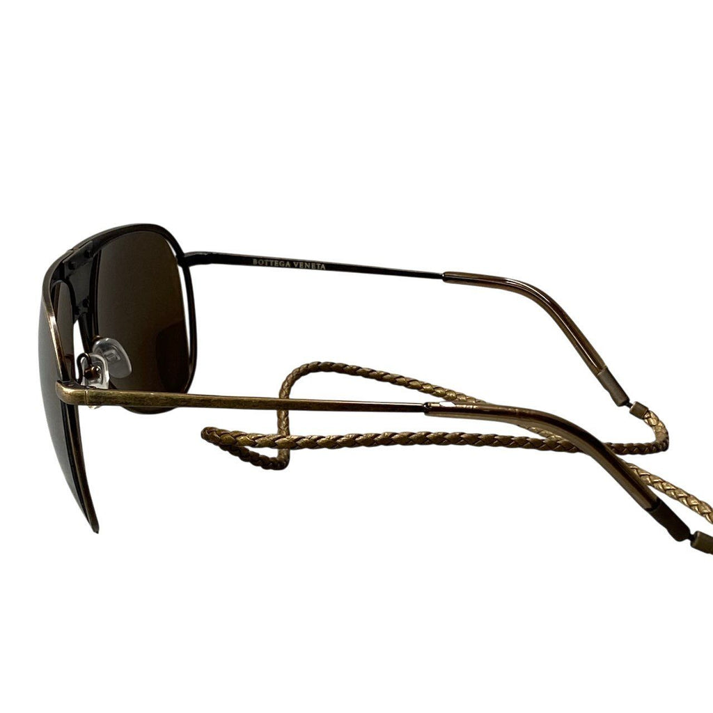 Bottega Veneta Benneta BV 61 S Vintage Wash Aviator Sunglasses Gold Intrecciato — view 3