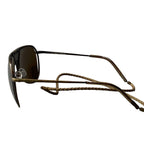 Bottega Veneta Benneta BV 61 S Vintage Wash Aviator Sunglasses Gold Intrecciato — view 3