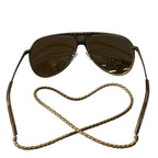 Bottega Veneta Benneta BV 61 S Vintage Wash Aviator Sunglasses Gold Intrecciato — view 5