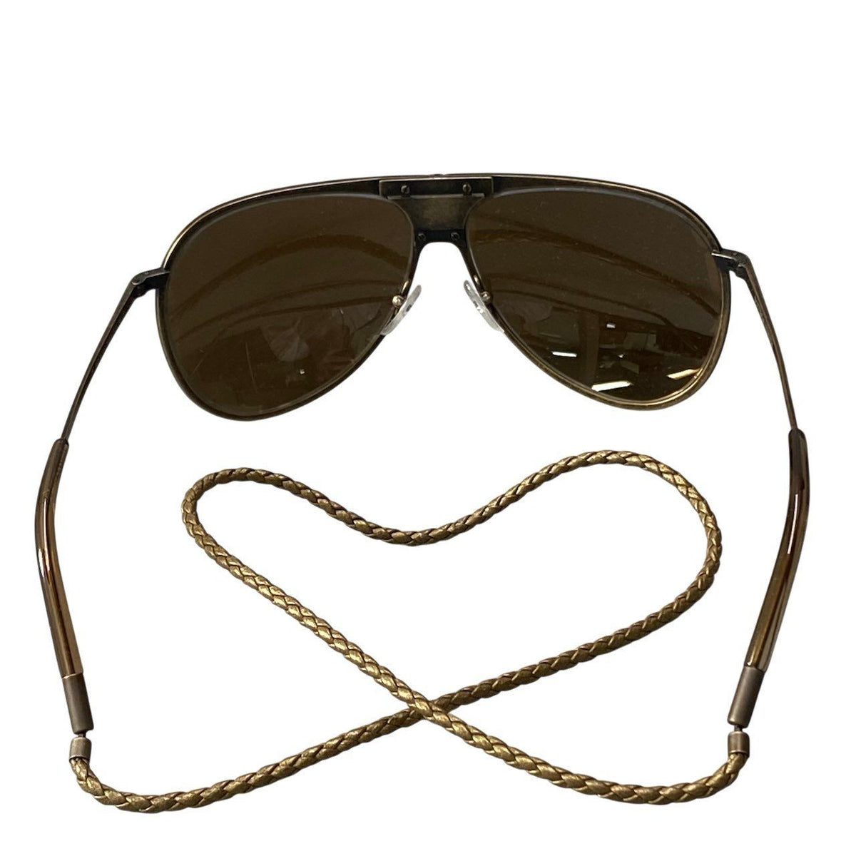 Bottega Veneta Benneta BV 61 S Vintage Wash Aviator Sunglasses Gold Intrecciato — view 5
