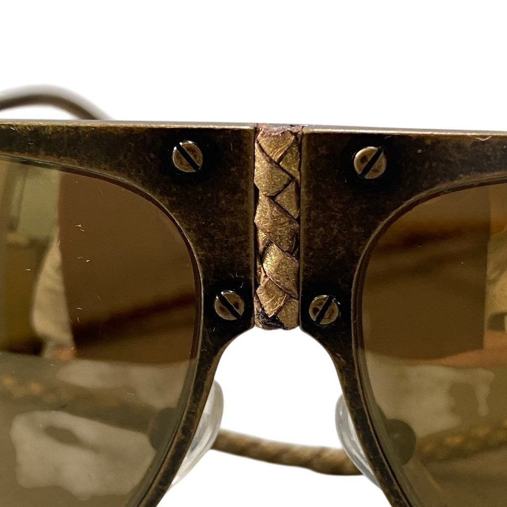 Bottega Veneta Benneta BV 61 S Vintage Wash Aviator Sunglasses Gold Intrecciato — view 8