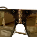 Bottega Veneta Benneta BV 61 S Vintage Wash Aviator Sunglasses Gold Intrecciato — view 8