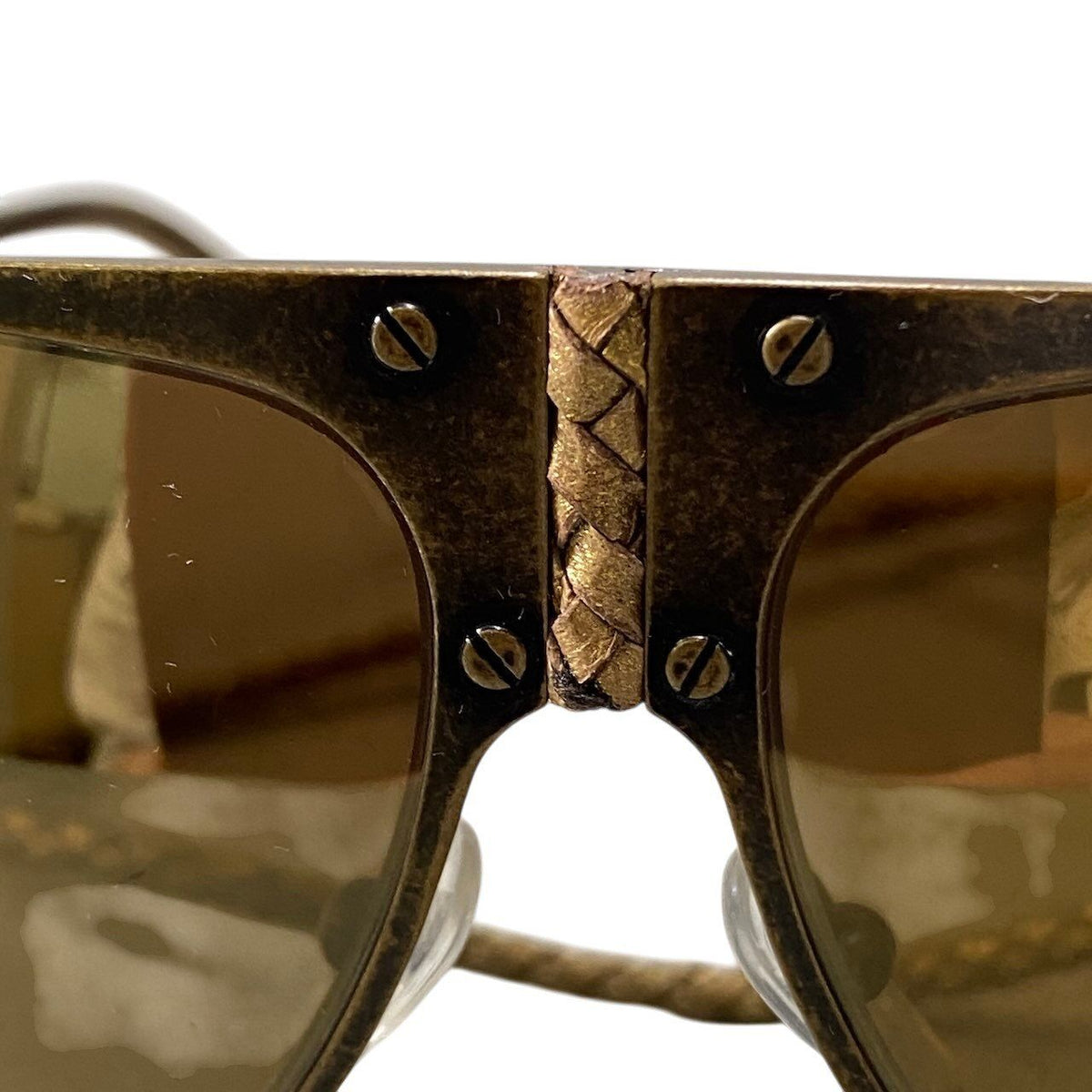 Bottega Veneta Benneta BV 61 S Vintage Wash Aviator Sunglasses Gold Intrecciato — view 8
