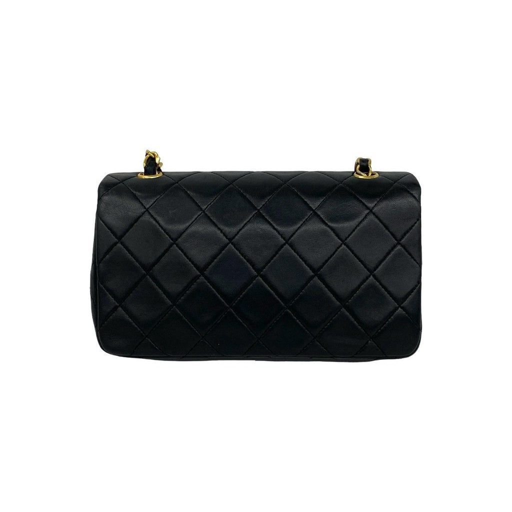 Chanel Quilted CC Logo Full Flap Lambskin Shoulder Bag Pochette Black — view 2