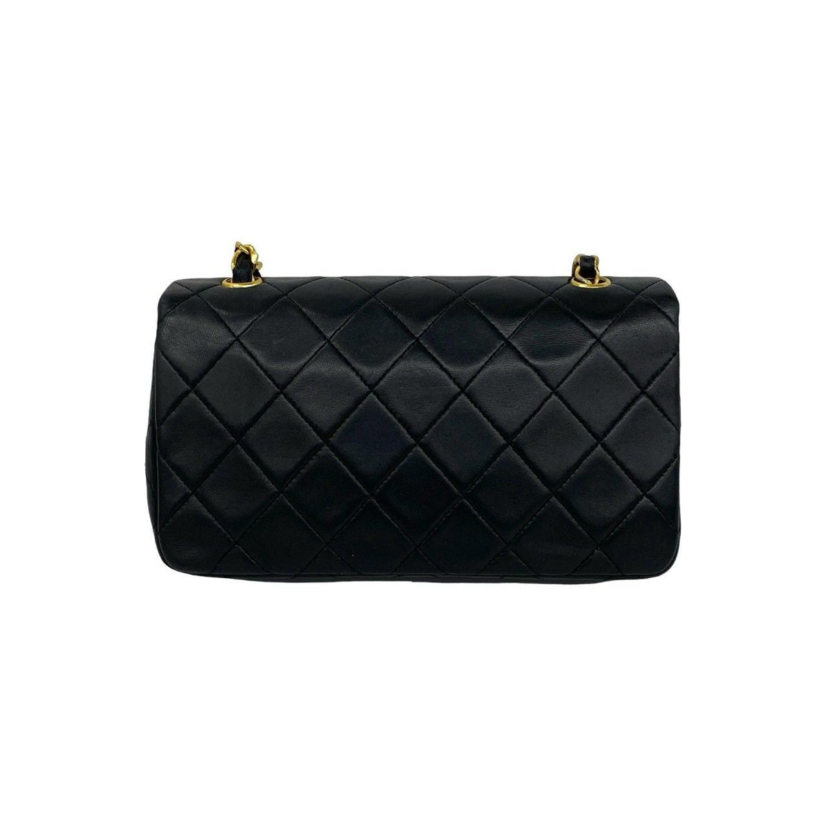 Chanel Quilted CC Logo Full Flap Lambskin Shoulder Bag Pochette Black — view 2
